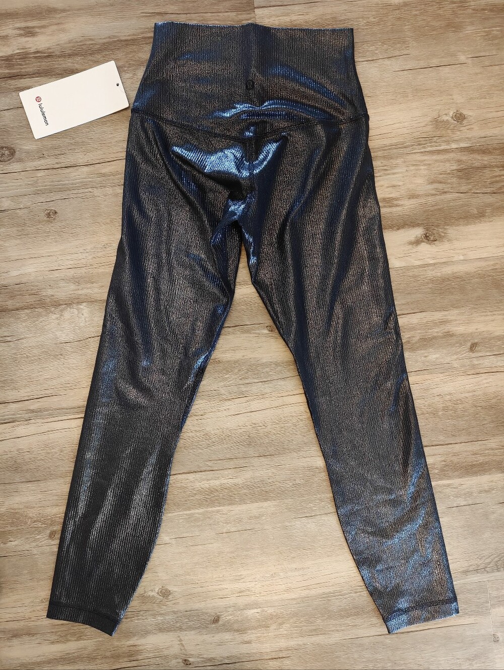 Lululemon Align High-Rise Ribbed Pant 25" *ShineRadiate Foil Print Black Night